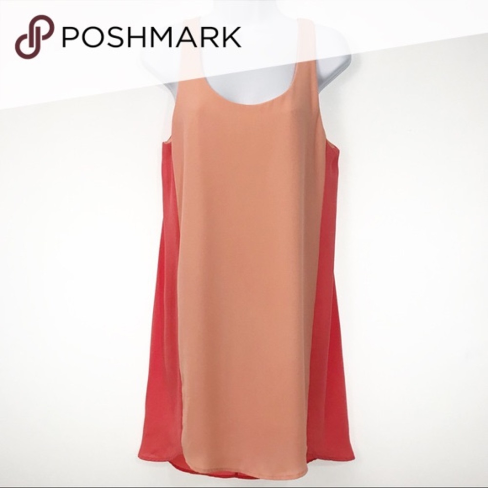 Everly Pink Colorblock High/Low Shift Dress